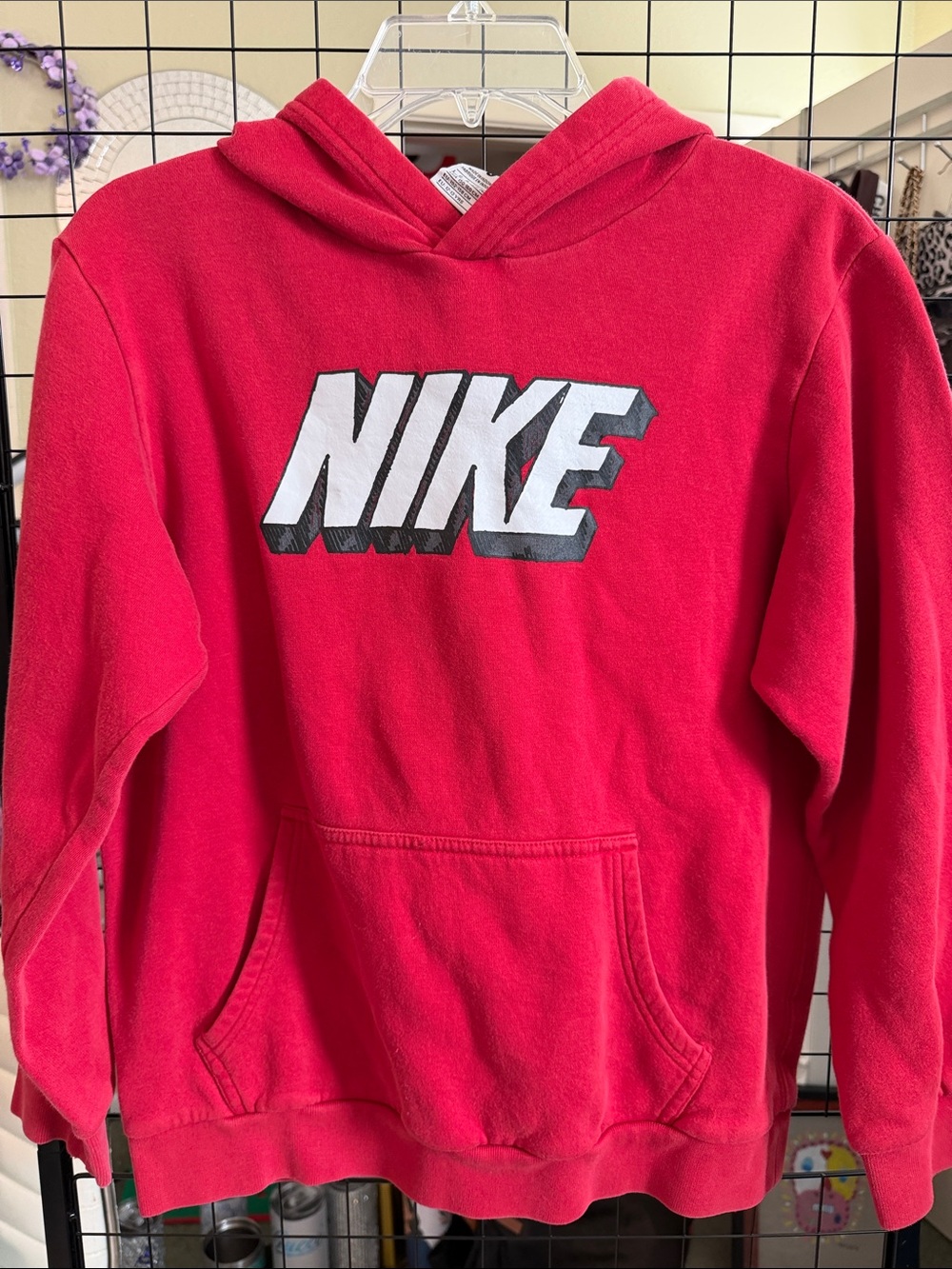 Nike Youth Bright Red Hoodie with White 3D Logo